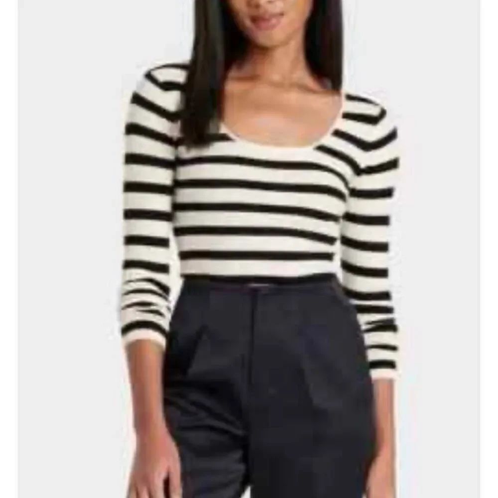 A New Day ribbed square neck striped pullover sweater XL